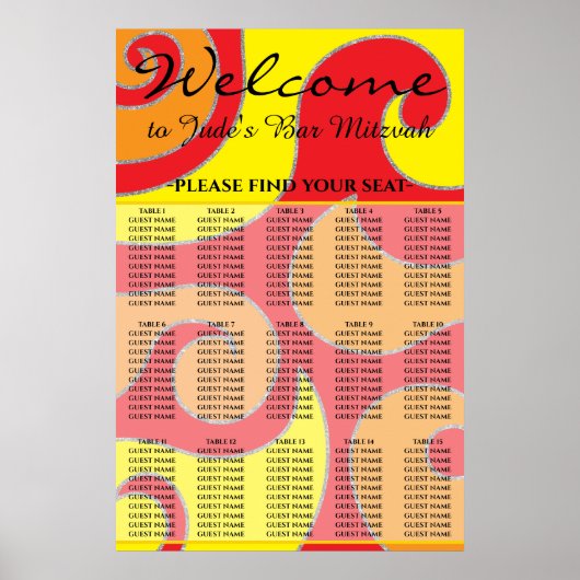 BMバーとバルミツワー1960のスタイル座席表 ポスター (正面)