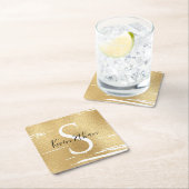 BMバーまたはバルミツワーエレガント金ゴールドブラック スクエアペーパーコースター (インサイチュ)