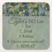 BMバーまたはバルミツワーグリーンズシルバーズ スクエアペーパーコースター (正面)