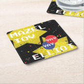 BMバーまたはバルミツワーゲームオン スクエアペーパーコースター (アングル)