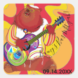 BMバーまたはバルミツワーステッカースクエアシンギングベア スクエアシール