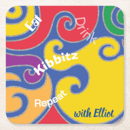 BMバーまたはバルミツワースワカラフルール スクエアペーパーコースター