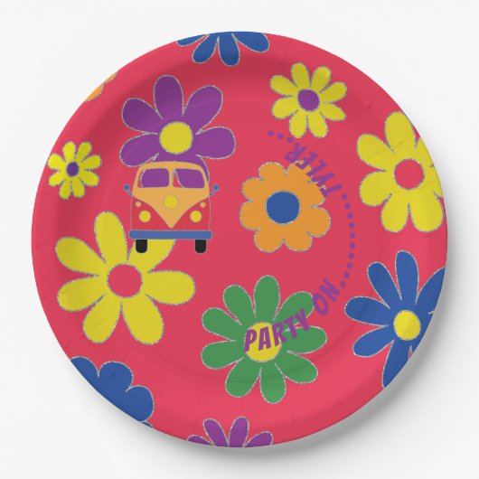 BMバーまたはバルミツワーフラワー紙プレート ペーパープレート (正面)