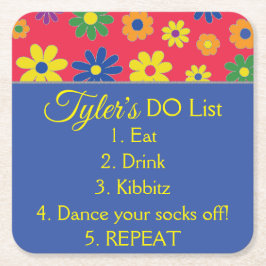 BMバーまたはバルミツワーフローリー スクエアペーパーコースター