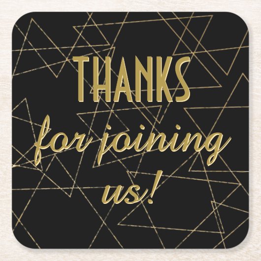 BMバーまたはバルミツワーブラック金ゴールド星 スクエアペーパーコースター (正面)