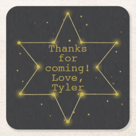 BMバーまたはバルミツワー宇宙スター・オブ・デイビッド スクエアペーパーコースター