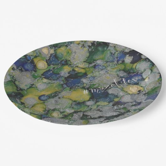 BMバーまたはバルミツワー紙プレートブルースシルバーズ ペーパープレート (アングル)