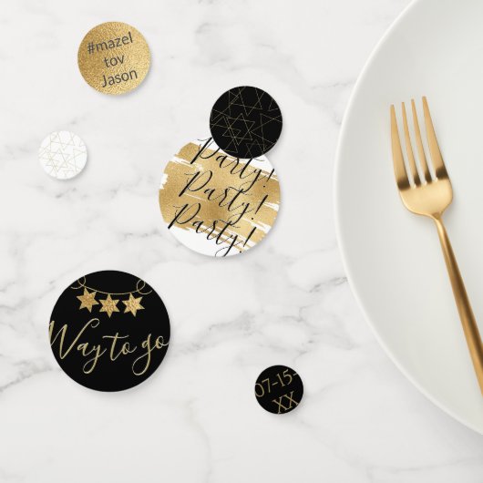 BMバーまたはバルミツワー紙吹雪エレガント金ゴールド星 コンフェッティ (グループ)