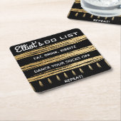 BMバーまたはバルミツワー金ゴールドTALLIT スクエアペーパーコースター (アングル)