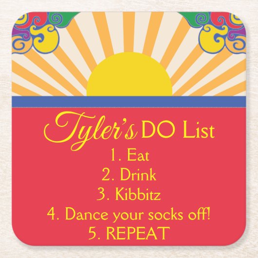 BMバーまたはバルミツワーLet Sunshine In スクエアペーパーコースター (正面)