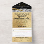 BMバーバルミツワー金ゴールドとブラック オールインワン招待状 (内側)