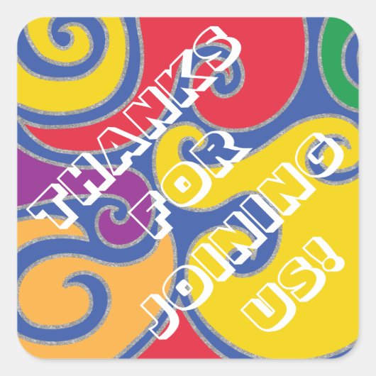 BMバーバルミツワー銀色スワールスクエアステッカー スクエアシール (正面)