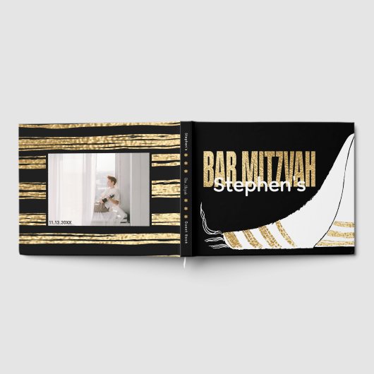 BMバー（ユダヤ教の）バル・ミツバーエレガント金ゴールドゲストハウス ゲストブック (全面)