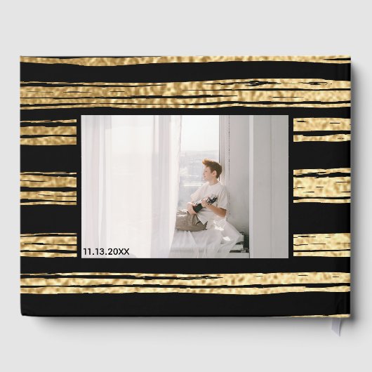 BMバー（ユダヤ教の）バル・ミツバーエレガント金ゴールドゲストハウス ゲストブック (裏面)