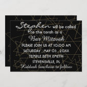 BMバー(ユダヤ教の)バル・ミツバーバー(ユダヤ教の)バル・ミツバー金ゴールドスター5 x 7 招待状 (正面/裏面)