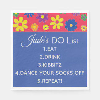 BM（バル・ミツバまたはバット・ミツバの）花柄のナプキン スタンダードランチョンナプキン