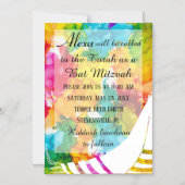 BM バーまたは バット ミッツヴァ 磁石パーティー招待状 マグネット招待状 (正面)