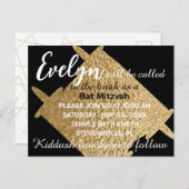 BM Bar or Bat Mitzvah Black N Gold Torah ポストカード (正面/裏面)