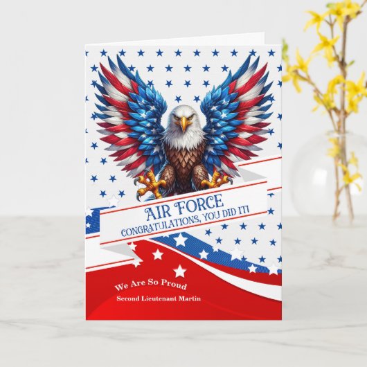 BMT Graduate American Eagle and Stars with Name カード (黄色い花)