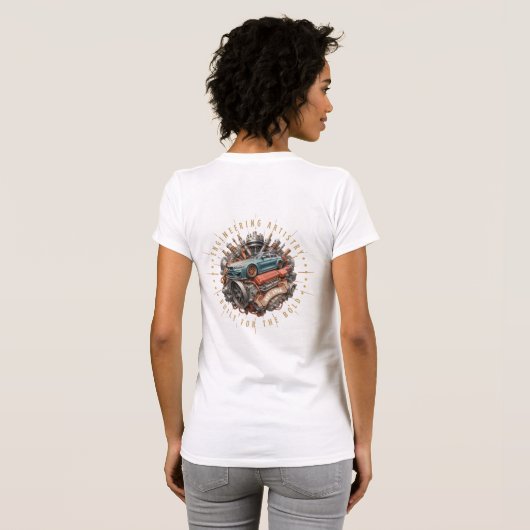 BMWカー芸術的エンジンのヴィンテージイラストレーション Tシャツ (裏面フル)