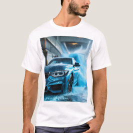 "BMWブルー:カーファンのための男性のTシャツデザイン Tシャツ