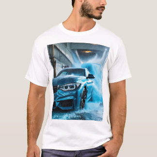 "BMWブルー：カーファンのための男性のTシャツデザイン Tシャツ