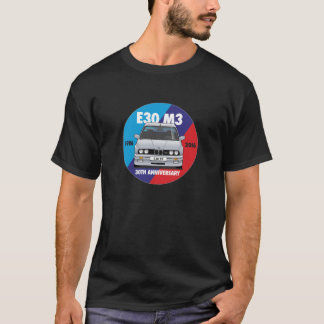 BMW E30 M3第30記念日Roundel (銀) Tシャツ