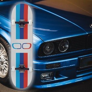 BMW Mのストライプと腎臓ファンアート、白 スケートボード