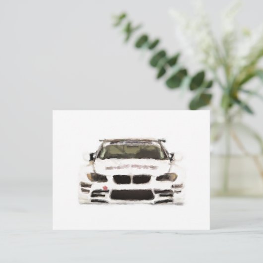 BMW M3レーシングカーのハンドアー絵を描トブラシテンプレート ポストカード (スタンド正面)