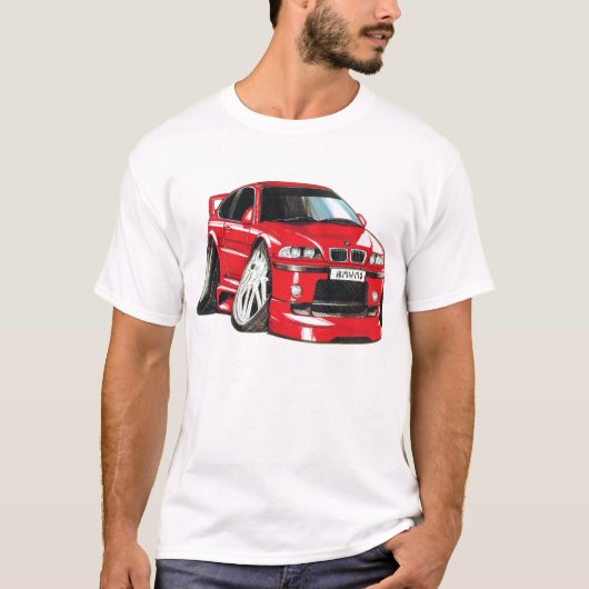 BMW M3 rouge E36 caricature automobile Tシャツ (正面)
