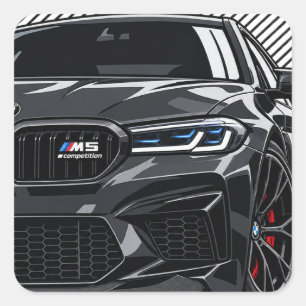 BMW M5 コンペティション ブラック スポーツカー ステッカー - アグレッシブ