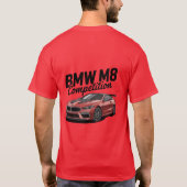 BMW M8 Competition | 真紅の車Tシャツ Tシャツ (裏面)