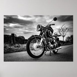 BMW Motorcycle black & white Poster ポスター