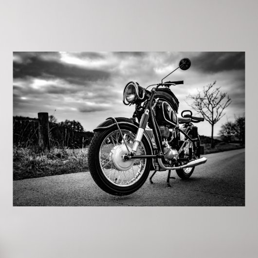 BMW Motorcycle black & white Poster ポスター (正面)