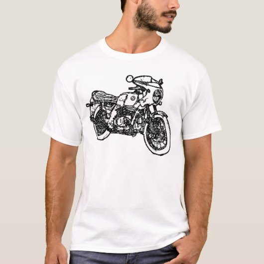 BMW R90 モーターサイクル 切り絵バージョン Tシャツ (正面)
