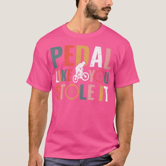 Bmxに乗って自転車おもしろいを盗んだようなペダル Tシャツ (正面)