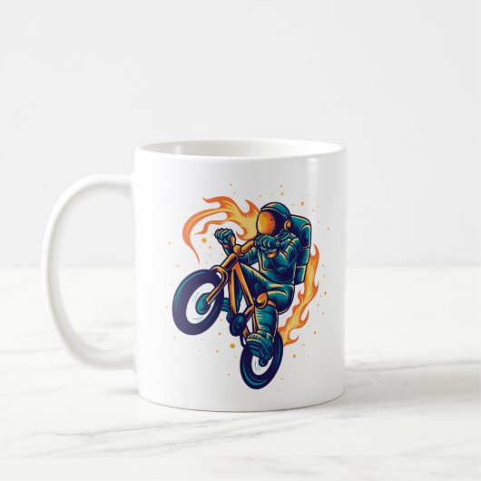 BMXに乗る宇宙飛行士 コーヒーマグカップ (左)