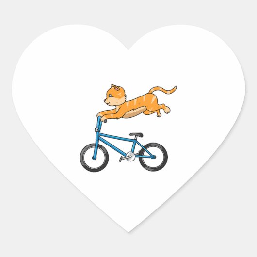 Bmxに乗る猫 ハートシール (正面)
