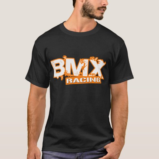 BMXの競争のオレンジ白 Tシャツ (正面)