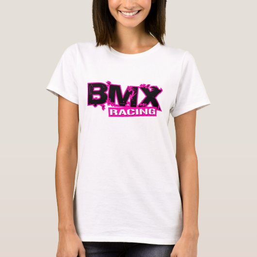 BMXの競争のピンク Tシャツ (正面)