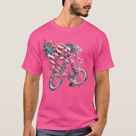 Bmxアメリカ国旗Usa - Bmxヴィンテージ動揺してBmx Tシャツ (正面)