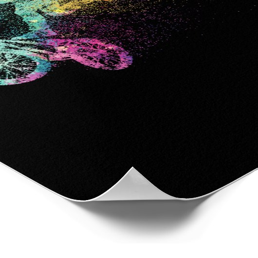 BMXアートカラフルバイクモトクロスフリースタイルバイク ポスター (角)