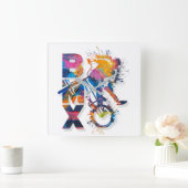 Bmxカラフルウォールクロック スクエア壁時計 (ホーム)