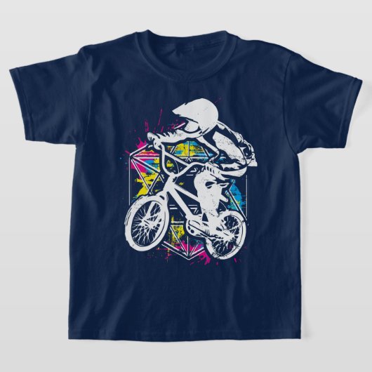 Bmxカラフルバイクもしくは自転車に乗る人- Bmxバイク – Bmxアパレル Tシャツ (レイダウン)