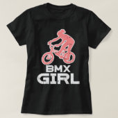 BMXガールキュートバイクレーシングサイクリングバイクもしくは自転車に乗る人wo Tシャツ (デザイン正面)
