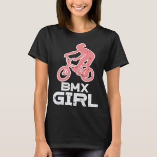 BMXガールキュートバイクレーシングサイクリングバイクもしくは自転車に乗る人wo Tシャツ