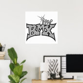 BMXキンググレースケ文字デザインール ポスター (ホームオフィス)