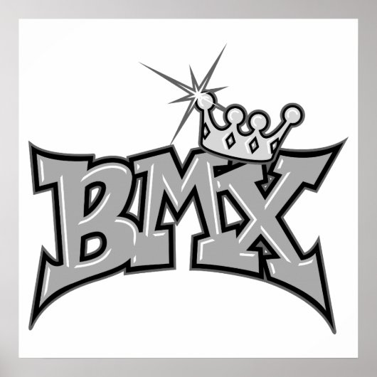 BMXキンググレースケ文字デザインール ポスター (正面)