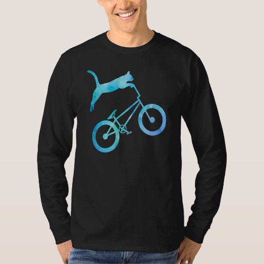 Bmxスタントキャットマウンテンバイクダートバイクキャッおもしろいト Tシャツ (正面)