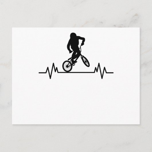 BMXハートビートデザインおもしろライダー自転車ギフト ポストカード (正面)